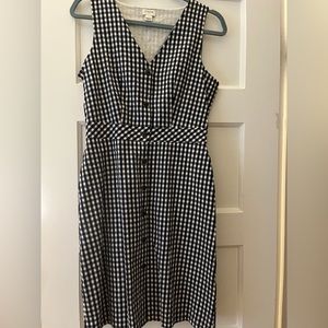 Jcrew blue and white gingham sleeveless butting down dress